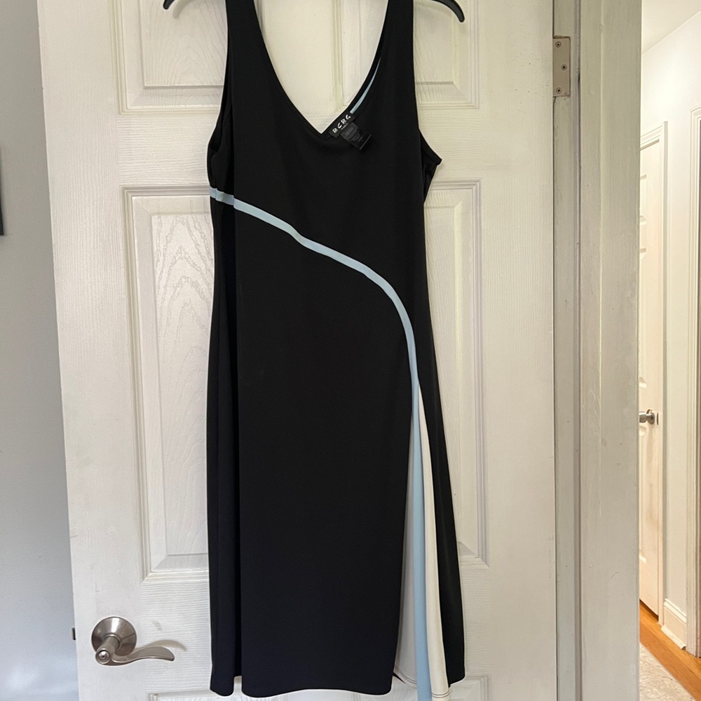 BCBG Black and Blue Asymmetrical Sheath Dress